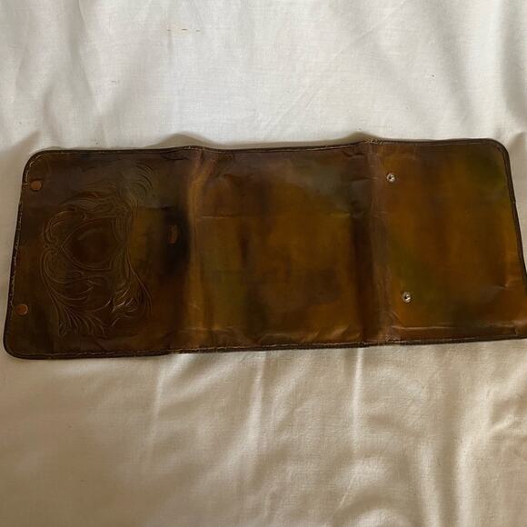 Antique 1900-1920 Tooled Leather Celluloid Travel Manicure Set Snap close - Picture 6 of 9